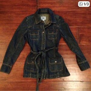Old Navy Dark Blue Denim Tie-Waist Jacket